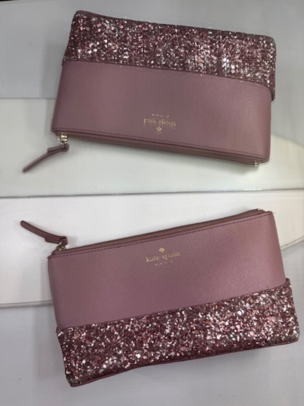 Kate Spade glitter travel pouch